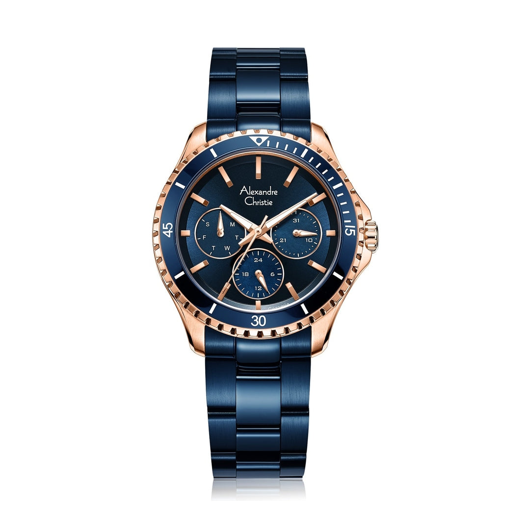 Alexandre Christie,2A54BFBURBU, Women , Quartz Dial , 36mm,Blue