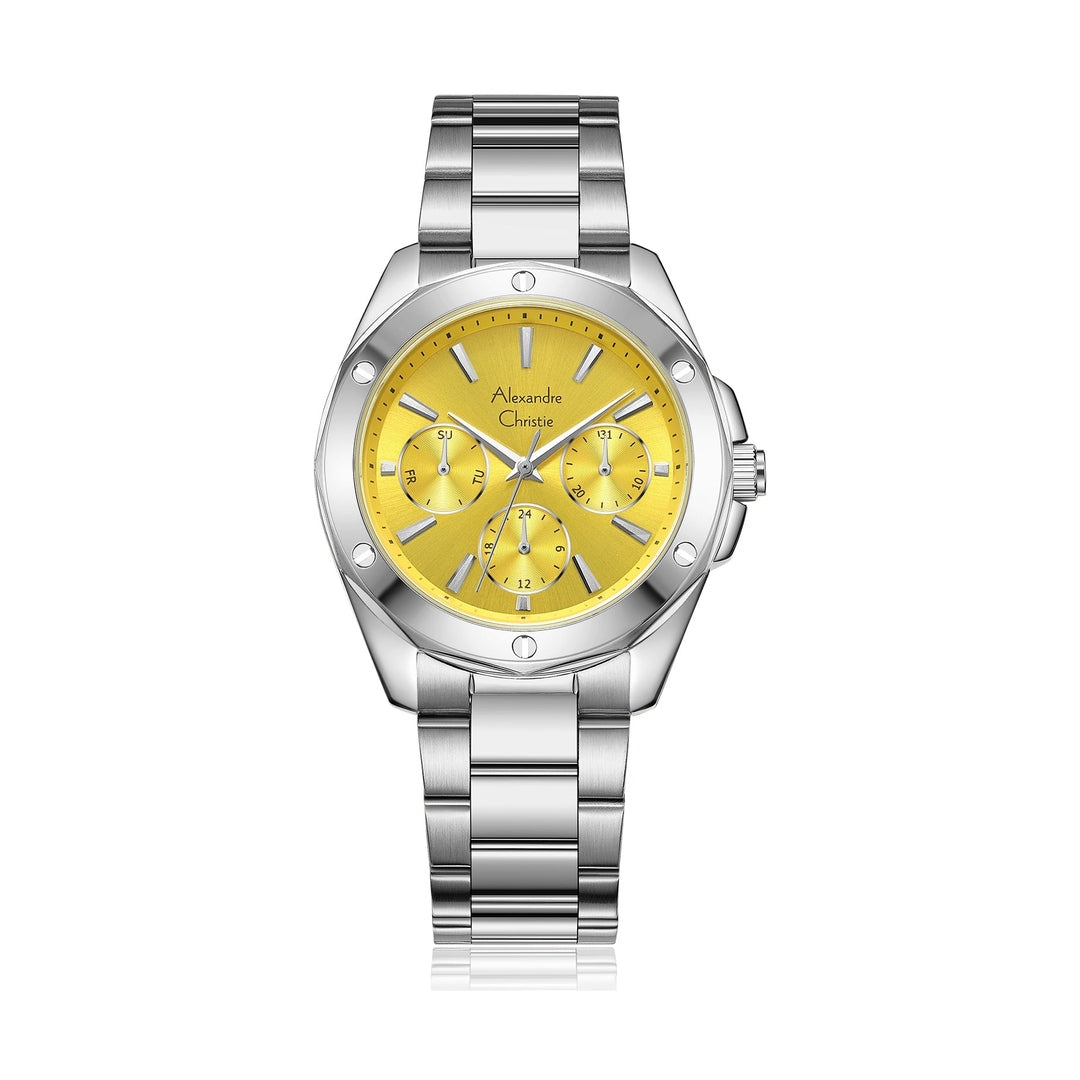 Alexandre Christie,2A72BFBSSYL, Women , Quartz Dial , 36mm,Yellow