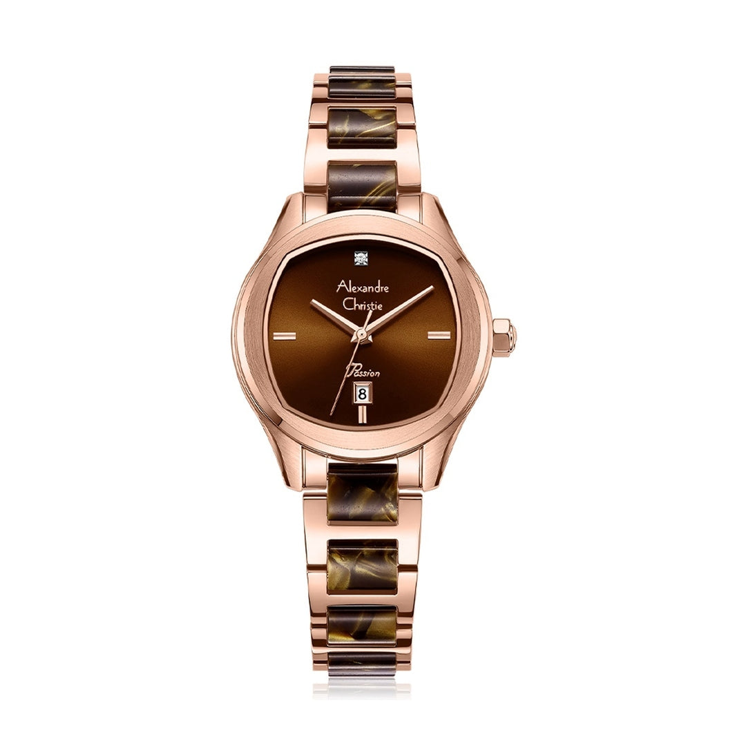 Alexandre Christie,2B82LDBRGBO, Women , Quartz Dial , 30mm,Brown