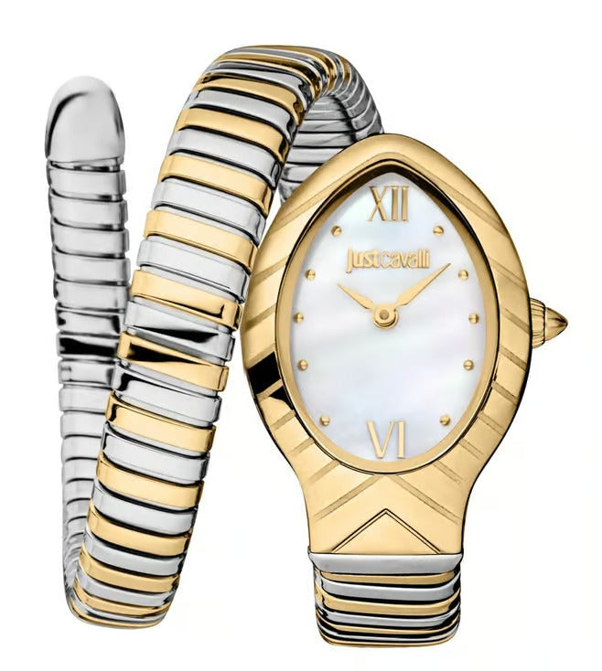 Just Cavalli JC1L247M0055 Women Analog Watch | Gold Stainless Steel Strap | Champagne Dial | Quartz