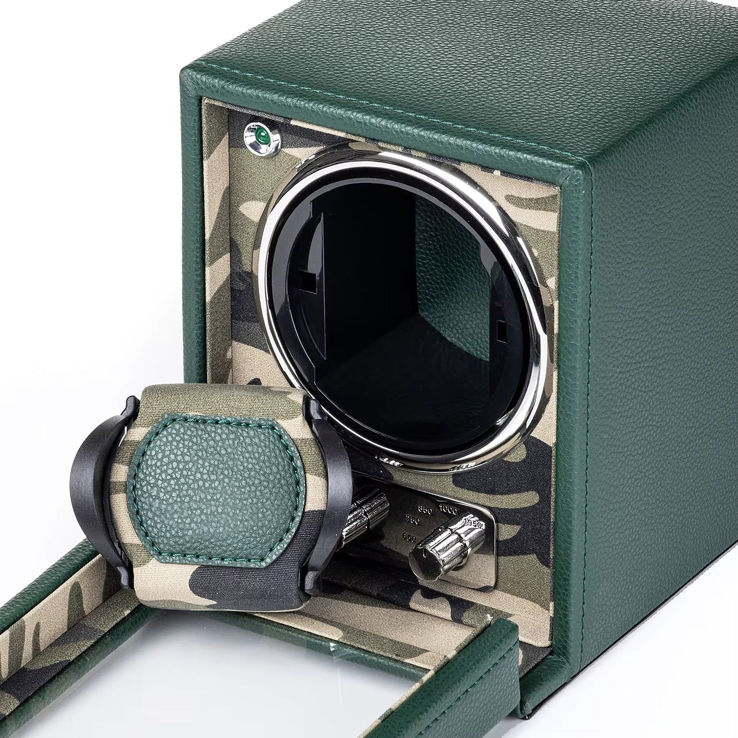 Single Watch Winder for Automatic Watches – Silent Japanese Motor & Premium Leather Finish – Green