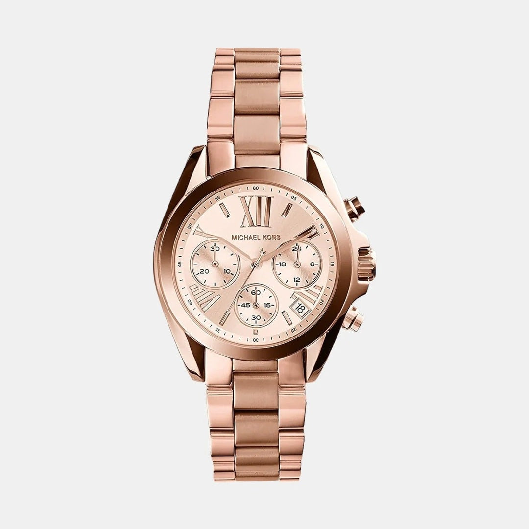 Michael Kors Mini Bradshaw Women Quartz Rose Gold Dial Chronograph Stainless Steel Watch (MK5799)