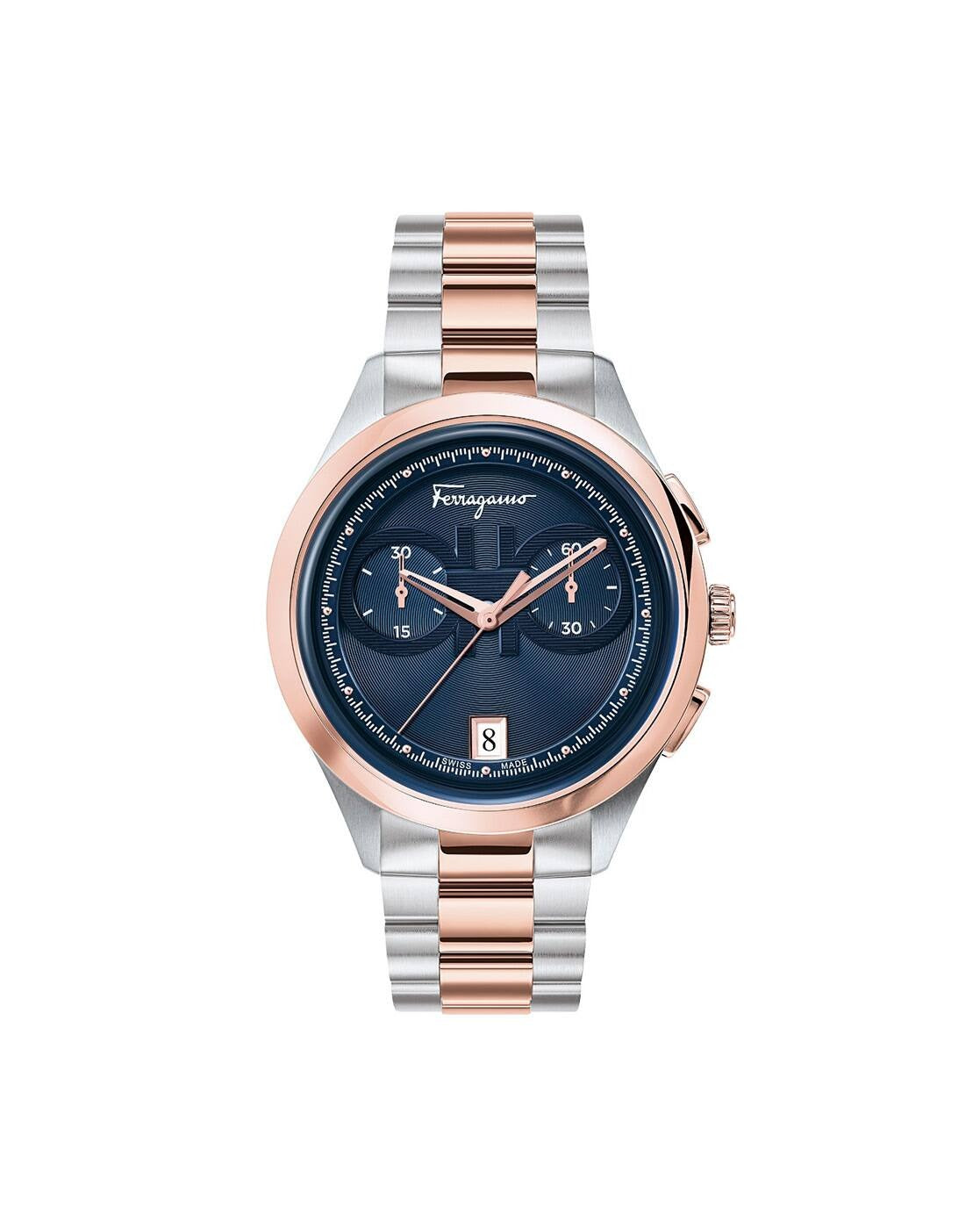 Salvatore Ferragamo Yi-Racing Men's Quartz Blue Dial Two-Tone Stainless Steel Watch SFYI00421