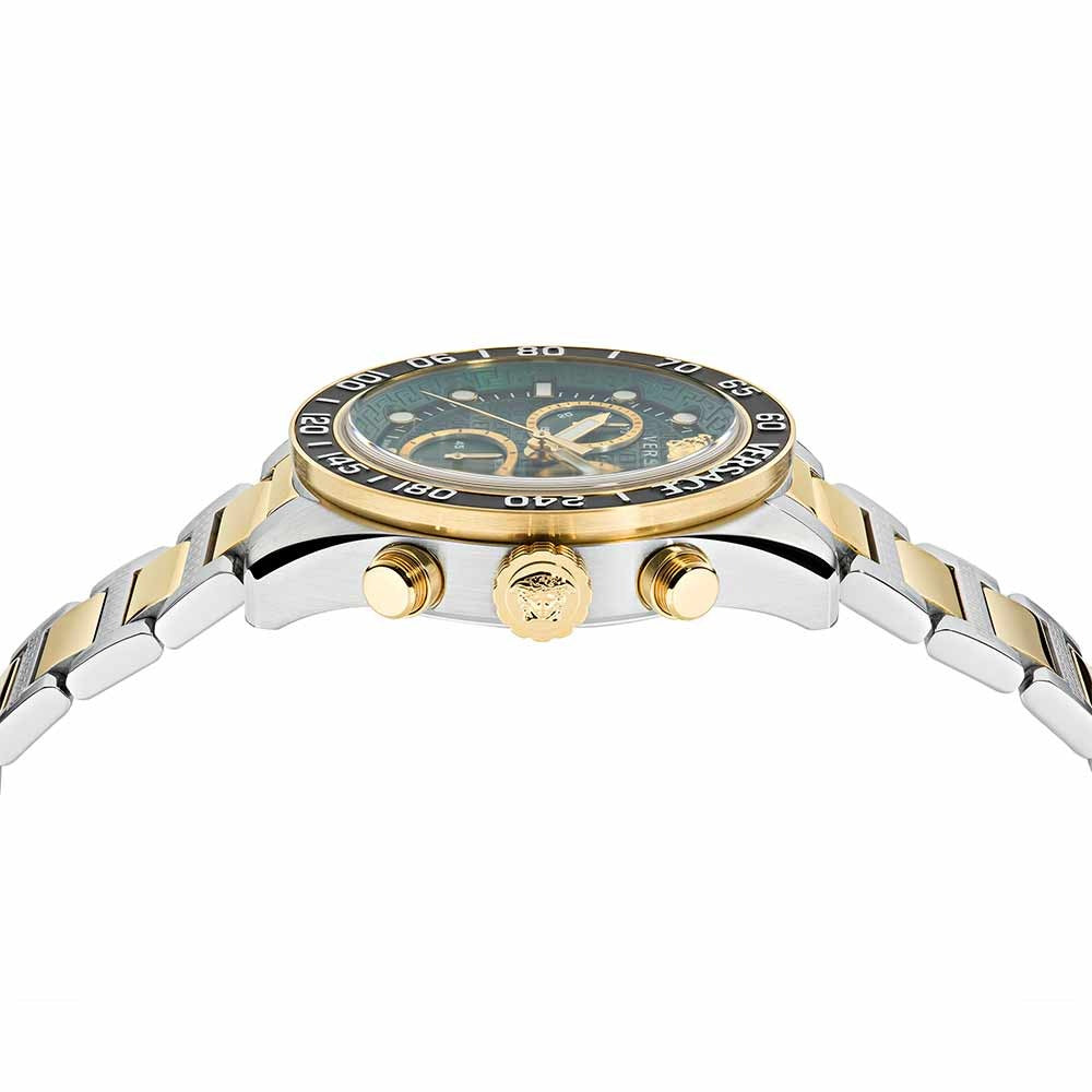 Versace Greca Dome Chr (WC-6K) Men'S Quartz Green Dial Chronograph Stainless Steel Watch VE6K00423
