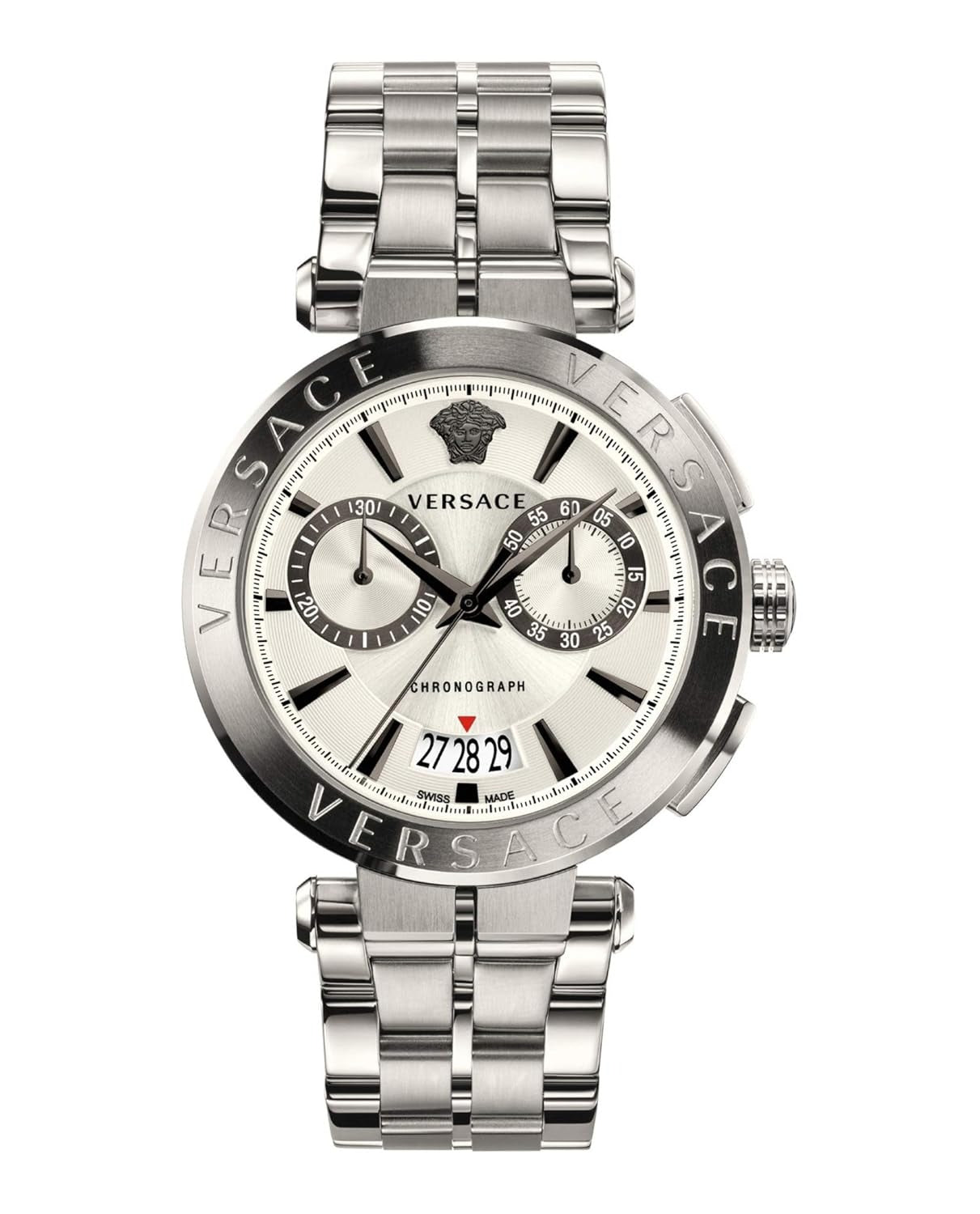 Versace Aion Men's Quartz White Dial Analog Stainless Steel Watch VBR040017