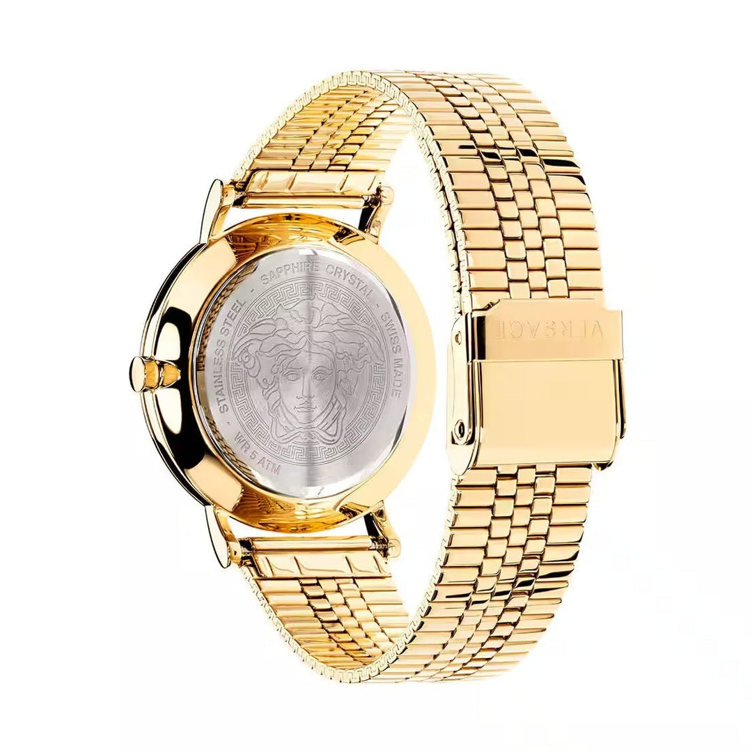 Versace Essential Women's Quartz White Dial Analog Golden Stainless Steel Watch VEK401021