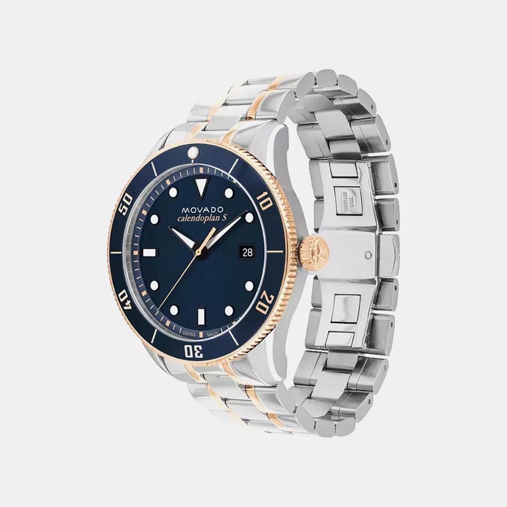 Movado Heritage Men Quartz Blue Dial Analog Stainless Steel Watch 3650185