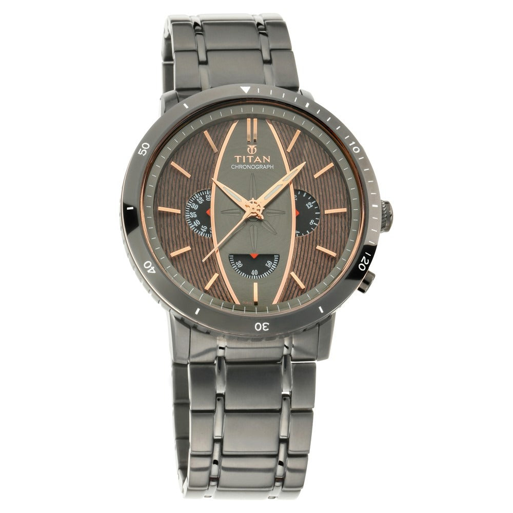 Titan Maritime Anthracite Dial Chronograph Stainless Steel Strap watch for Men - NQ1832KM01