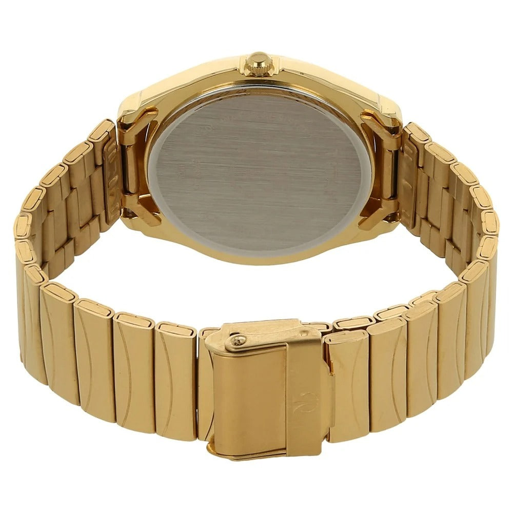 Titan Quartz Analog with Day and Date Champagne Dial Golden Stainless Steel Strap Watch For Men - NU1578YM05