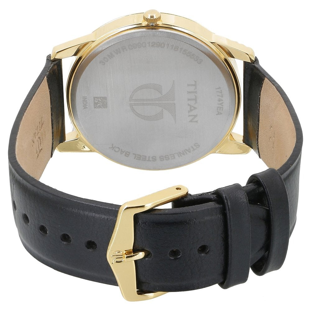 Titan Analog Black Dial Day and Date Leather Strap watch for Men - NP1774YL01