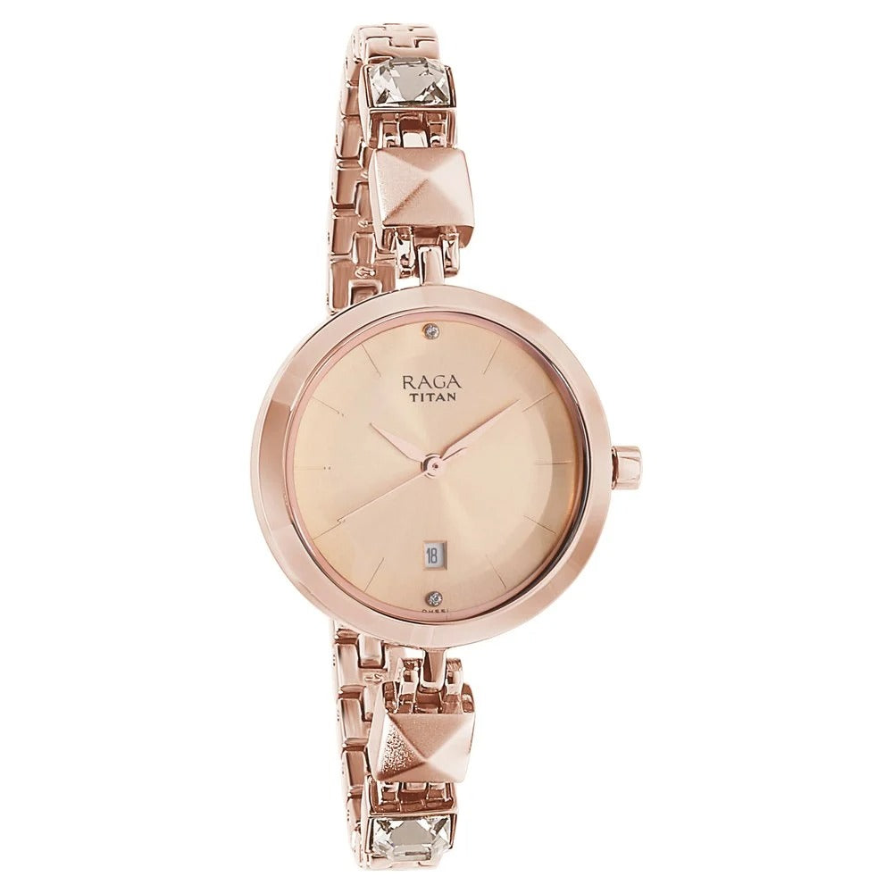 Raga Titan Raga Viva Rose Gold Dial Analog Metal Strap watch for Women - NU2606WM01
