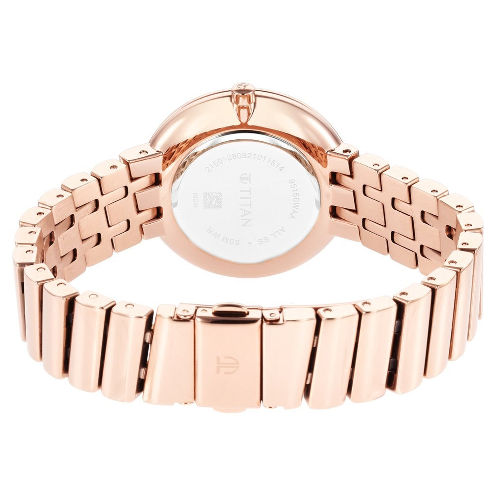 Titan Purple Unending Beauty Rose Gold Dial Analog Stainless Steel Strap Watch for Women - NS95160WM01