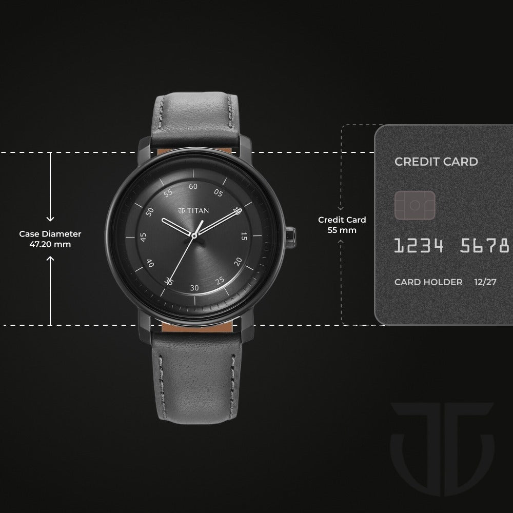 Titan Workwear Quartz Analog Anthracite Dial Leather Strap Watch for Men - NU1884NL01