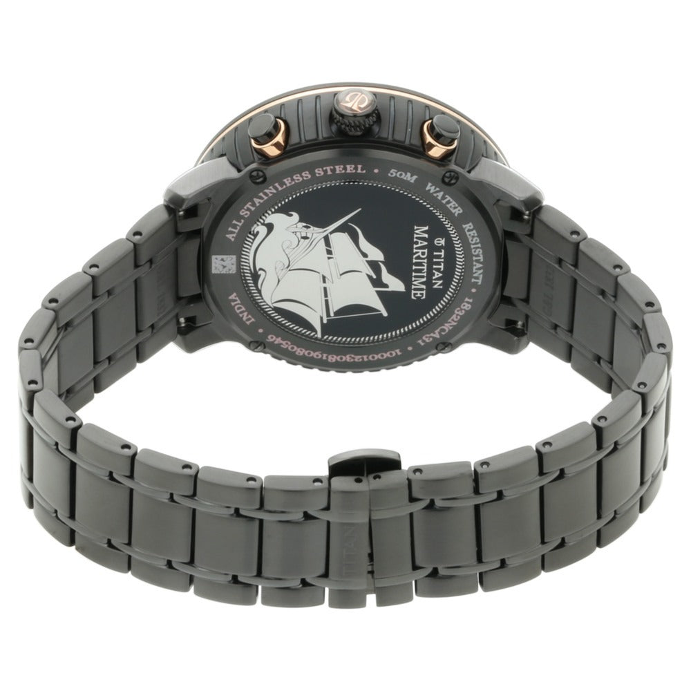 Titan Maritime Anthracite Dial Chronograph Stainless Steel Strap watch for Men - NQ1832KM01