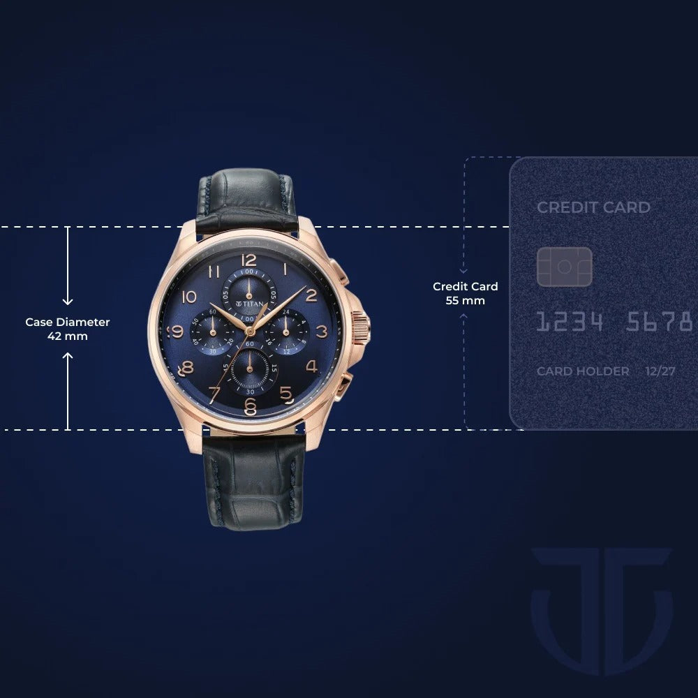 Titan Classic Chrono Blue Dial Leather Watch for Men - NU90169WL01