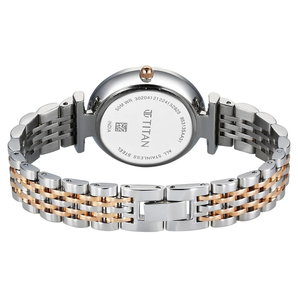 Titan Workmode Quartz Analog Silver Dial Metal Strap watch For Women - NU95313KM01