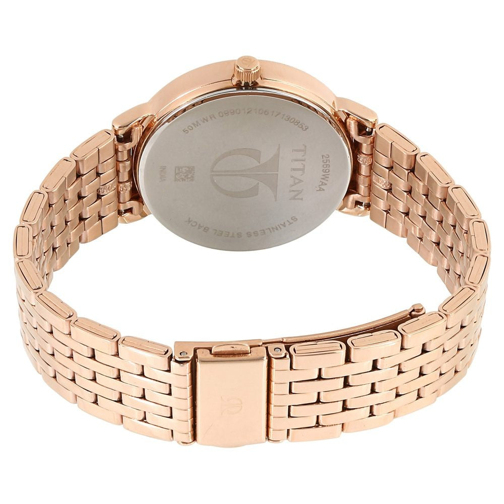 Titan Workwear Beige Dial Women Watch With Stainless Steel Strap - NU2569WM02