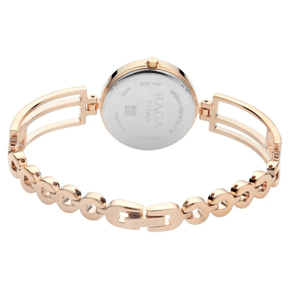 Raga Titan Raga Viva Rose Gold Metal Analog Strap Watch for Women - NU2622WM01