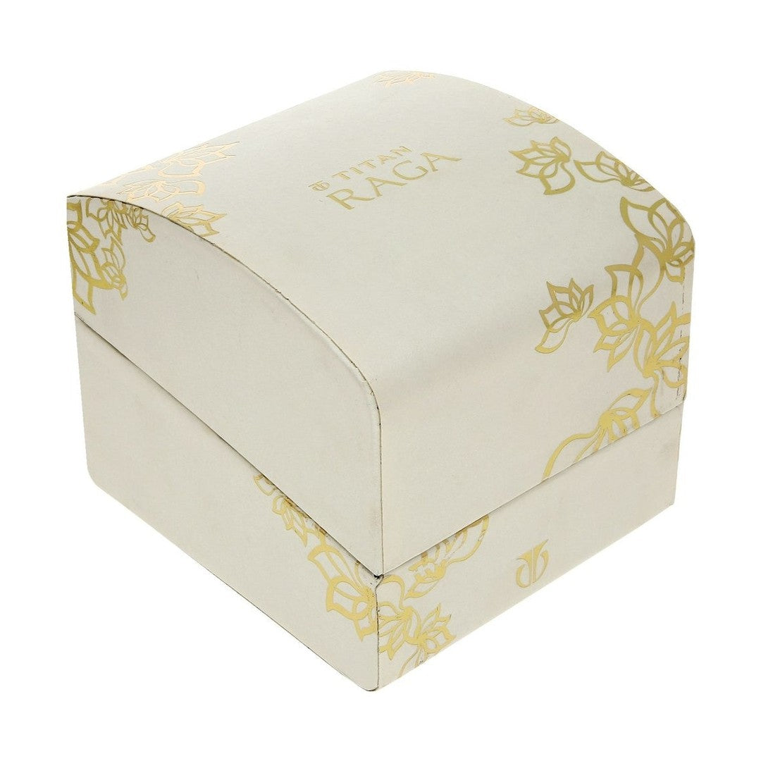 Titan Raga Viva Blue Dial Analog with Date Silver Metal Strap Watch for Women - NU2642SM02