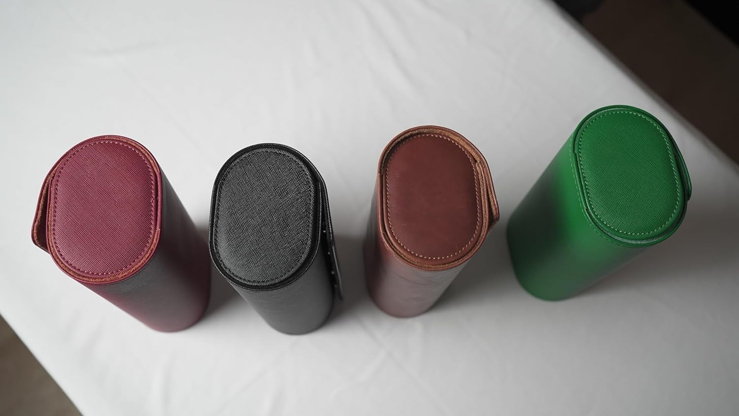 Luxury 3 Slot Leather Watch Roll Case – Premium Travel Watch Organizer for Men & Women – Cherry