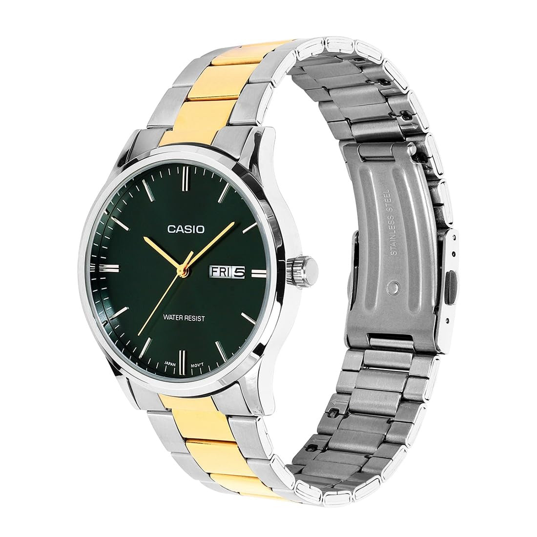 Casio Enticer Analog Green Dial Two-tone Stainless Steel Strap Men's Watch MTP-SN8YSG-3B