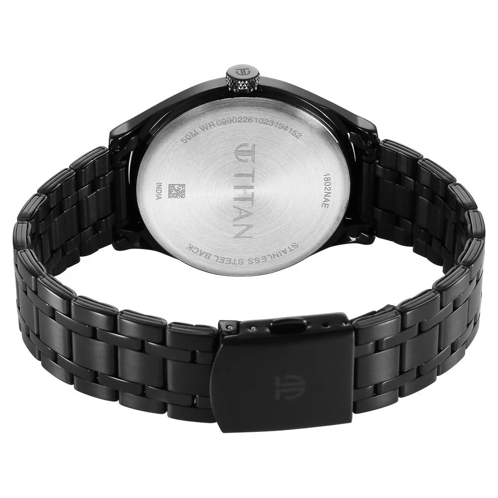 Titan Wrist Wit Quartz Analog Brown Dial Stainless Steel Strap Watch for Men - 1802NM02