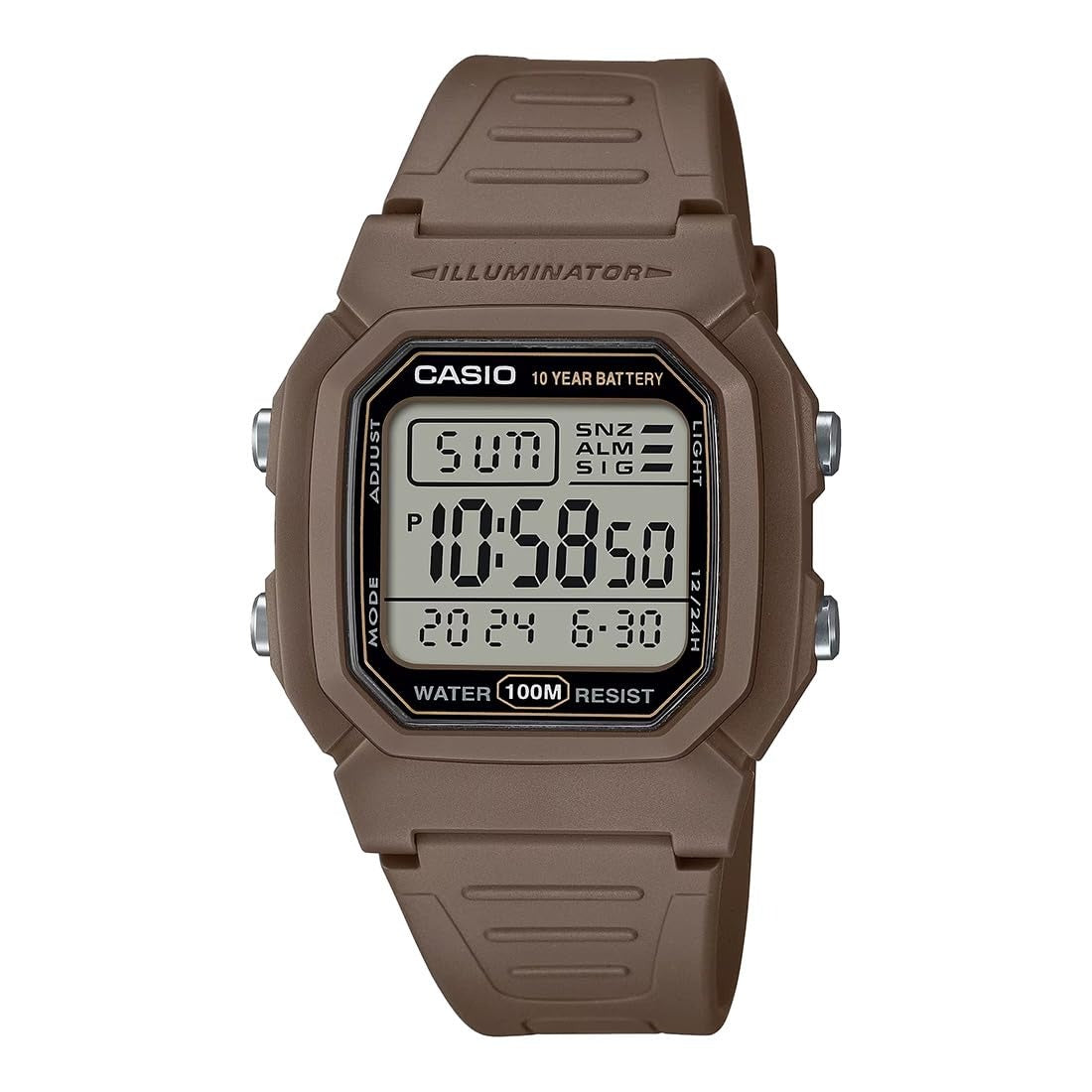 Casio Youth Digital Black Dial Matte Brown Resin Strap Unisex Watch W800H5AVDF