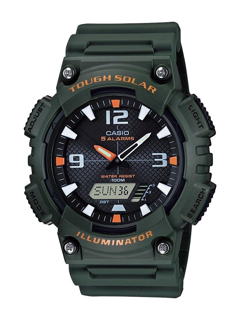 Casio Youth Analog-Digital Black Dial Green Resin Strap Men's Watch AQ-S810W 3AVDF