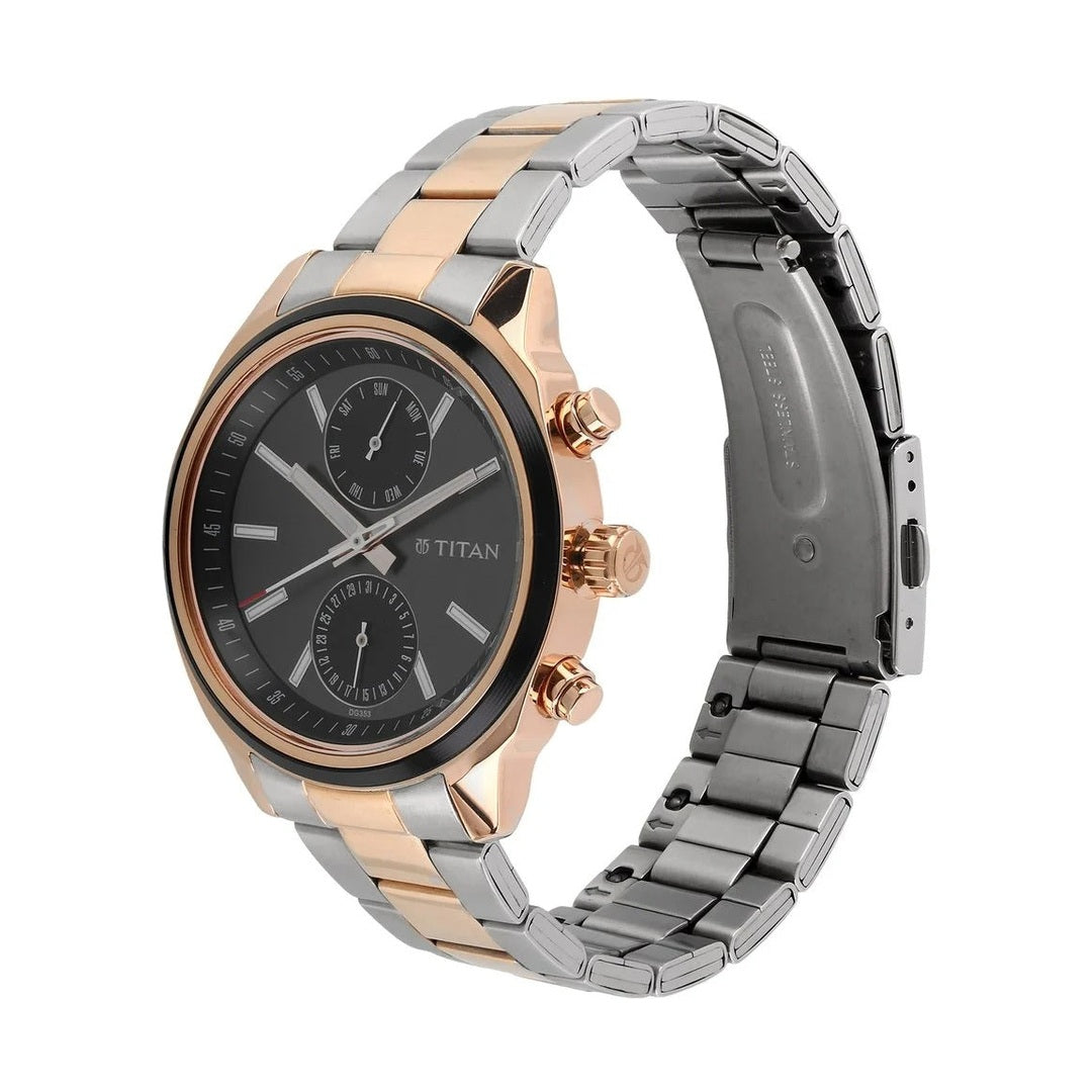 Titan Metropolitan Luxe Black Dial Men's Watch NT1733KM03