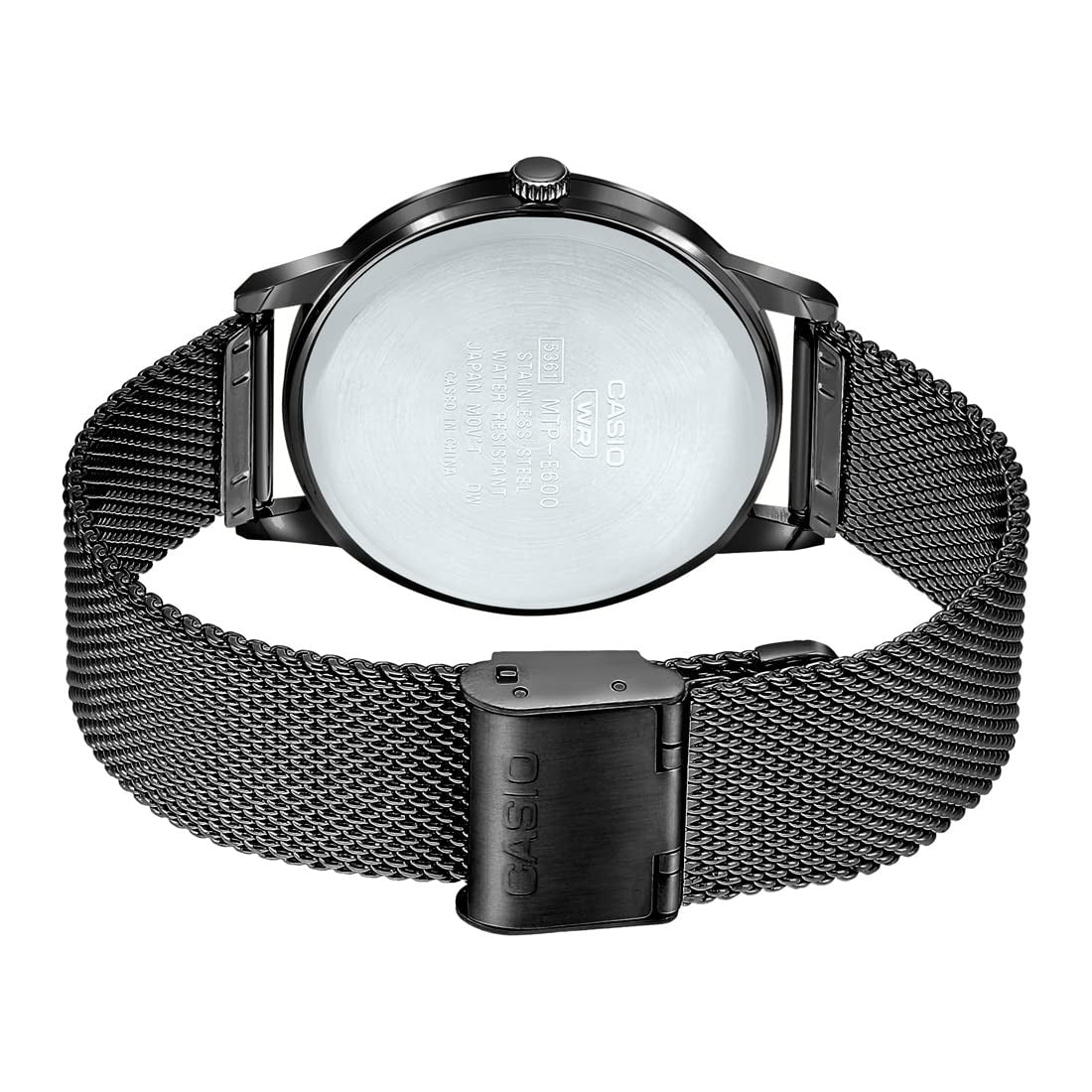 Casio Enticer Analog Pink Dial Black Stainless Steel Mesh Strap Men's Watch MTP-E600MB-4BDF