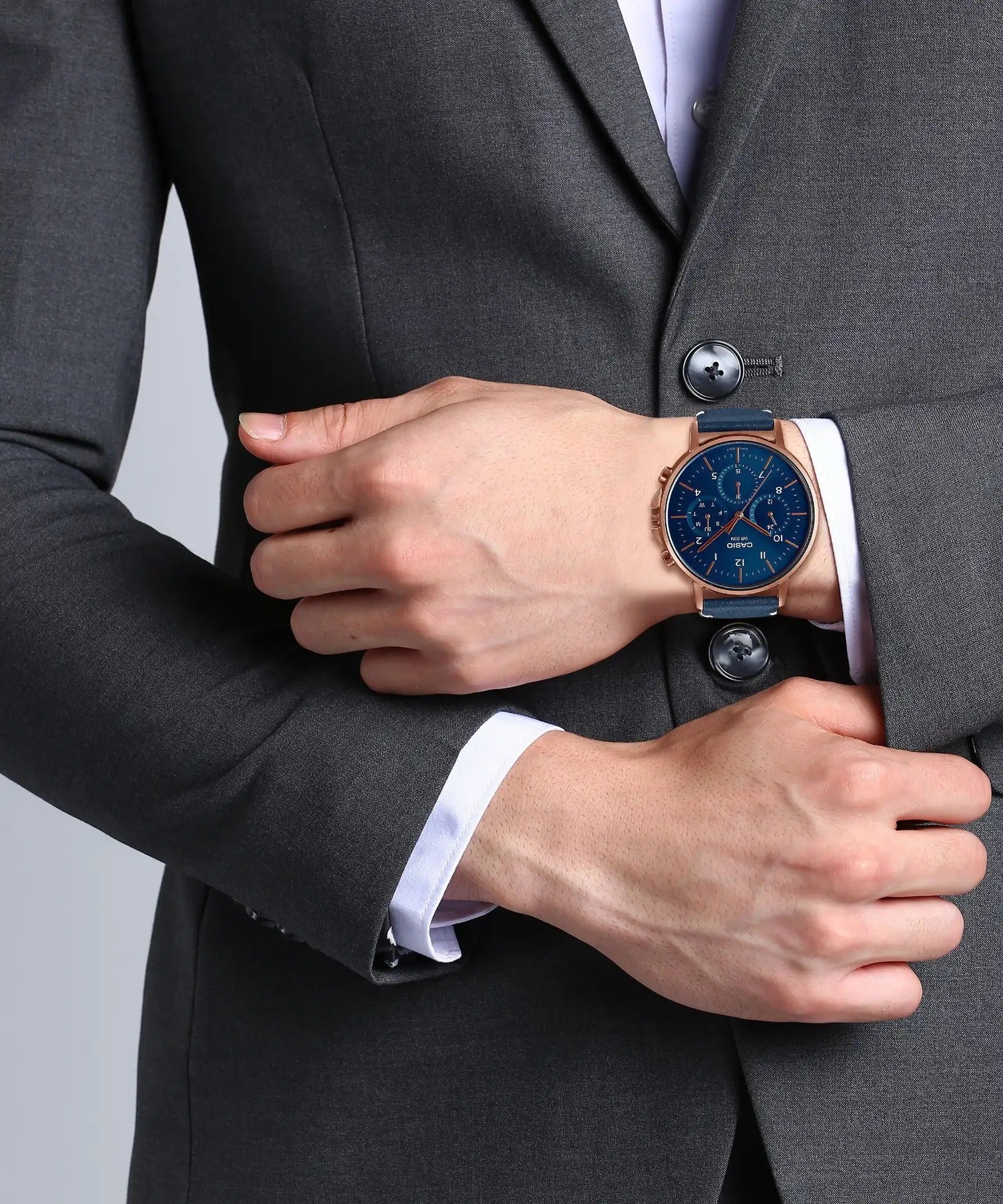 Casio Enticer Analog Blue Dial Leather Strap Men's Watch MTP-E321RL-2AVDF (A1849)