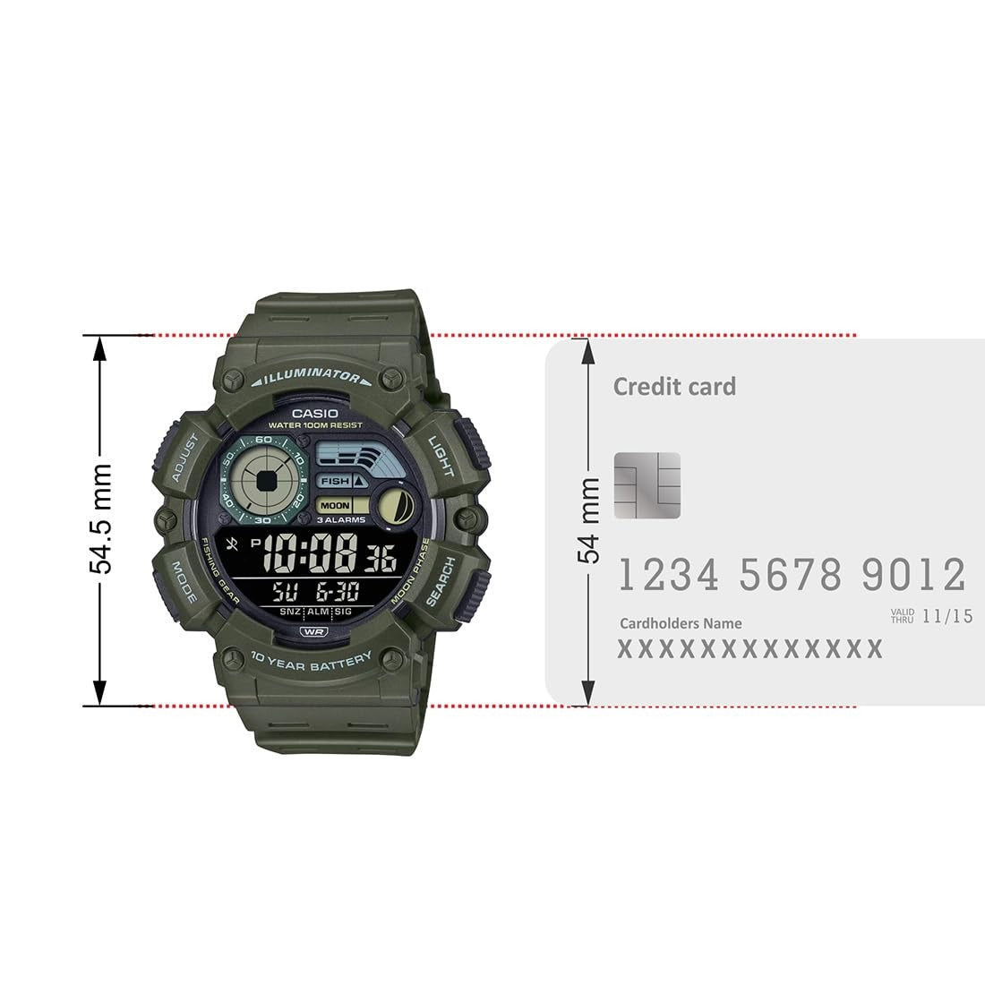 Casio Youth Digital Gray Dial Resin Strap Men's Watch WS-1500H-3BV