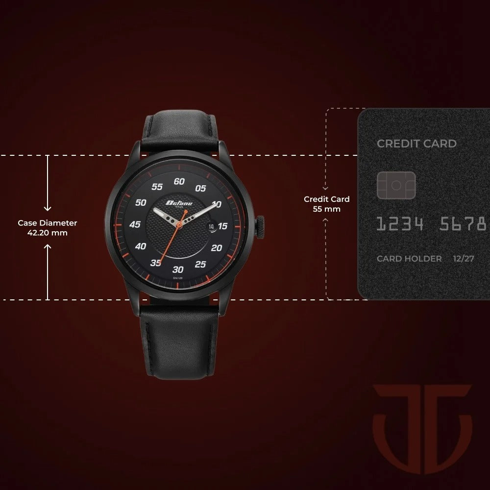 Titan Octane Quartz Analog with Date Black Dial With Black Leather Strap Watch For Men - NU1806NL05