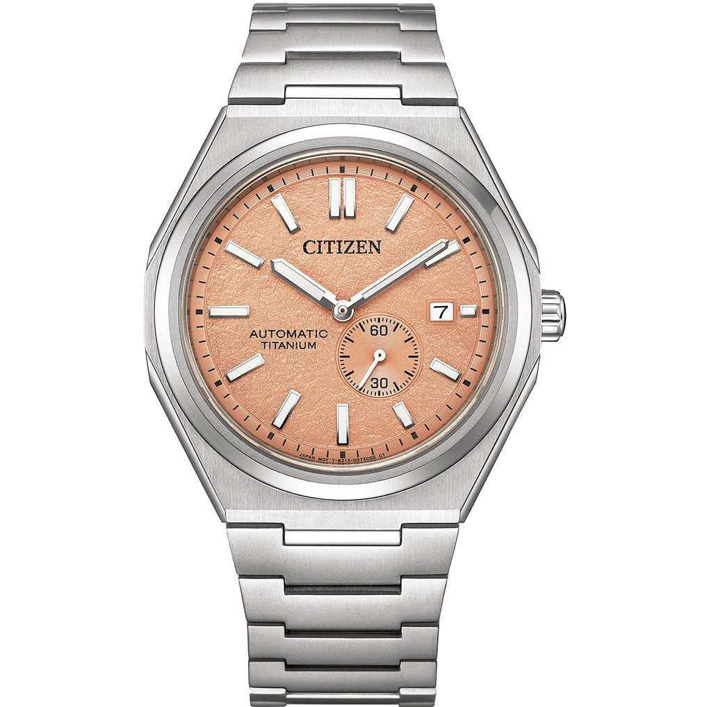 Citizen Zenshin Men Automatic Orange Dial Analog Stainless Steel Watch NJ0180-80Z