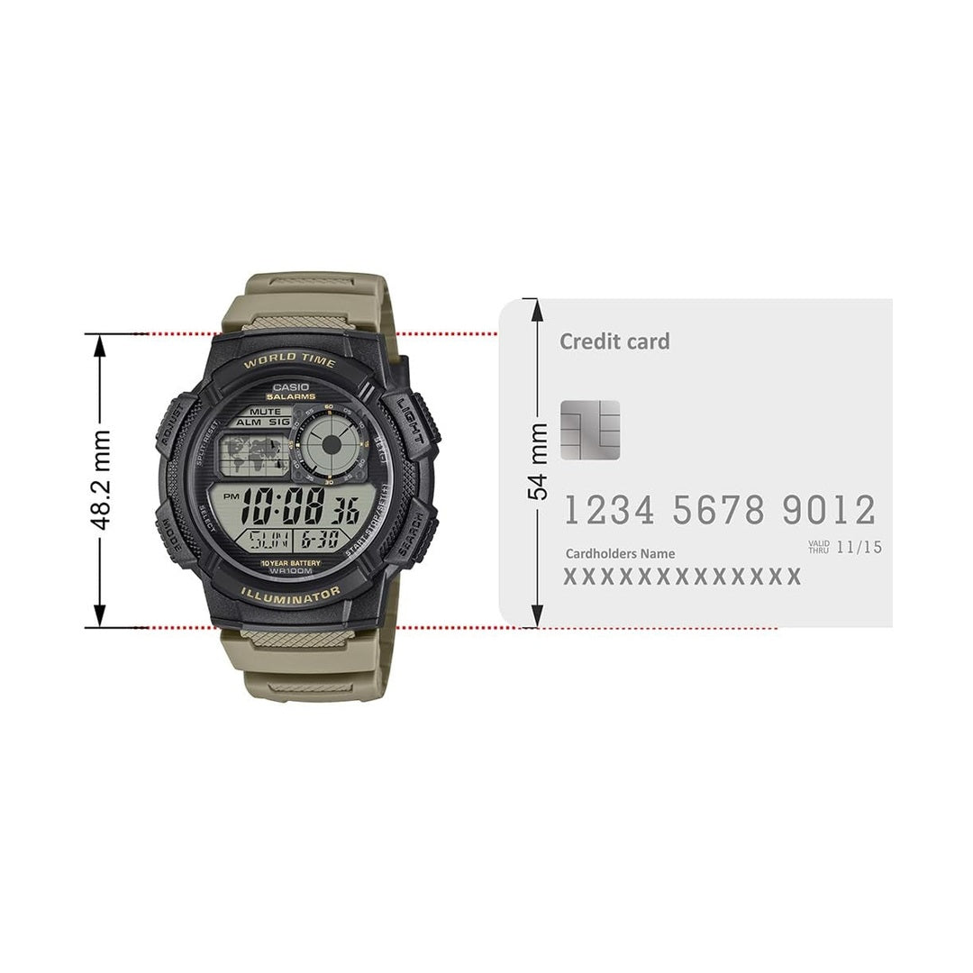 Casio Collection Digital Black Dial Mustard Resin Strap Unisex Watch AE-1000W-5AVDF