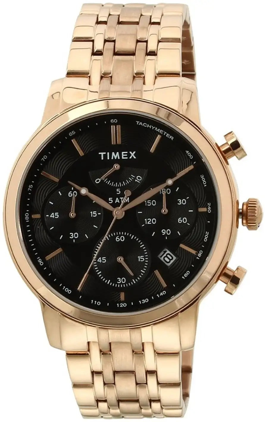 Timex E Class Black Dial Round Case Chronograph Function Men's Watch -TWEG15811