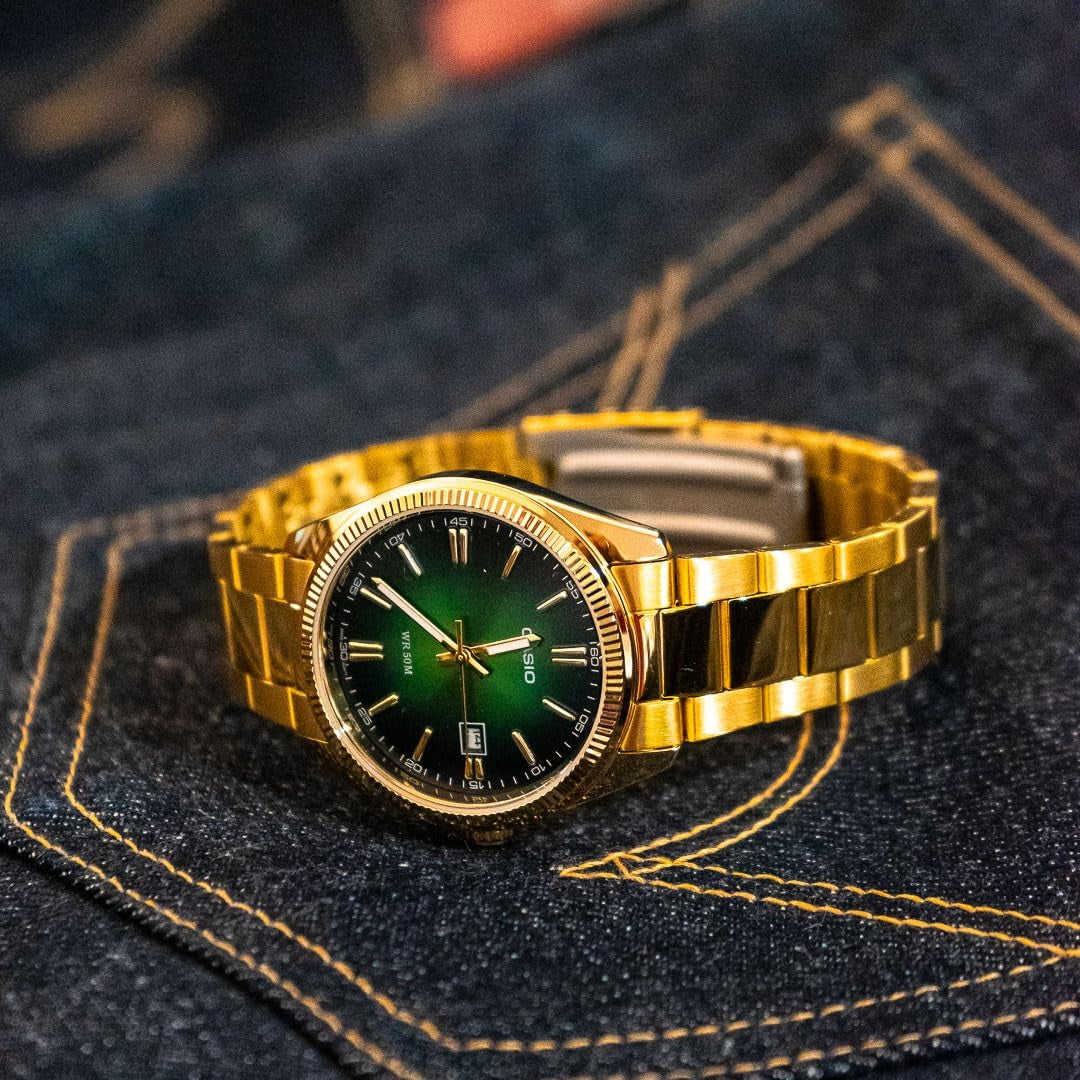 Casio Enticer Analog Green Dial Gold Stainless Steel Men's Watch MTP-1302PGC 3AVEF