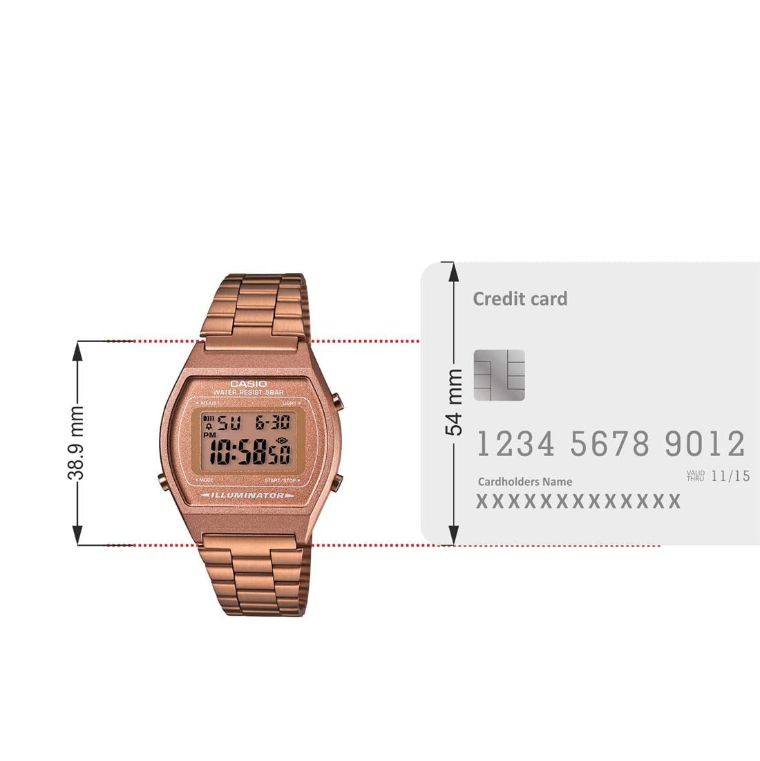 Casio Vintage Digital Rose Gold Dial Stainless Steel Women's Watch B640WC-5ADF