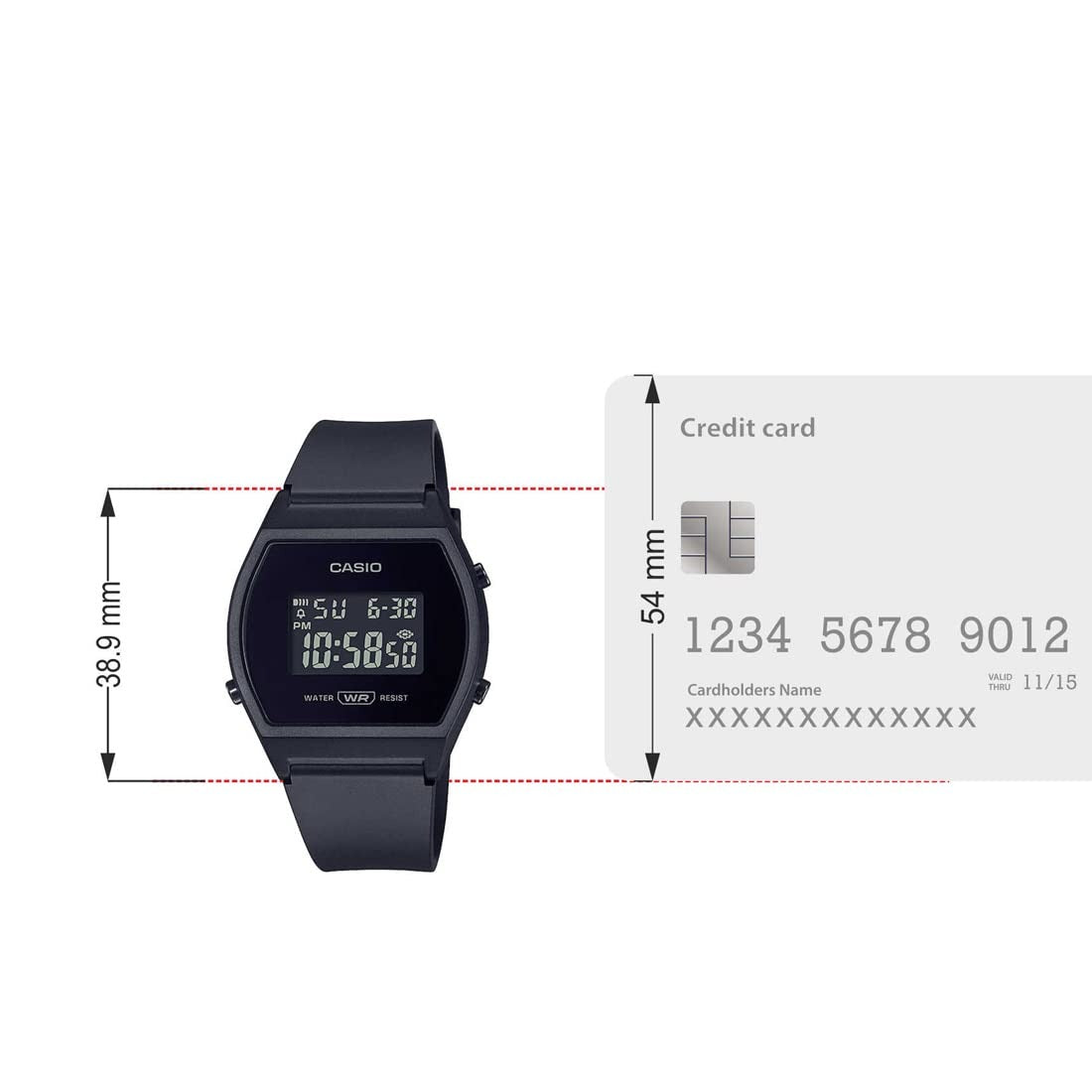 Casio Digital Black Dial Black Resin Strap Unisex Watch LW-204-1B