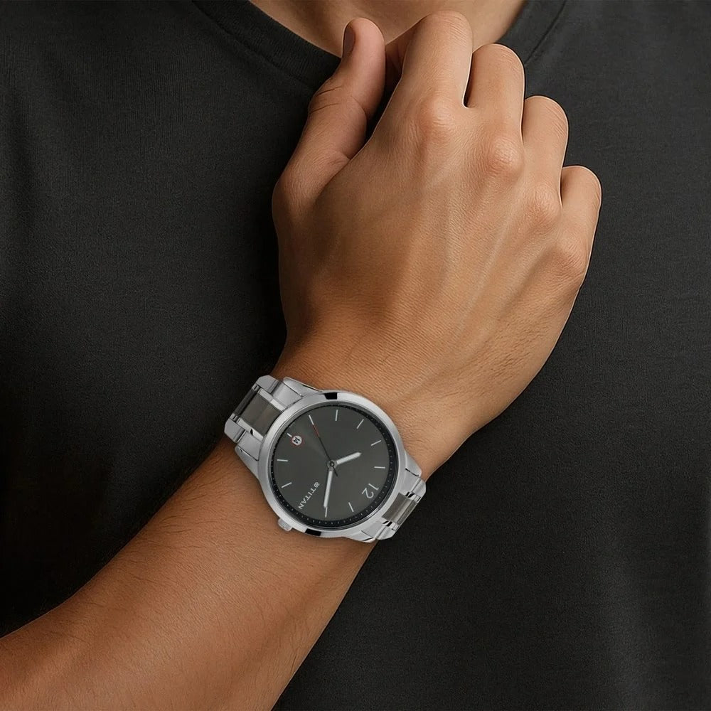 Titan Timeless Style Anthracite Dial Men's Watch NT1806KM01