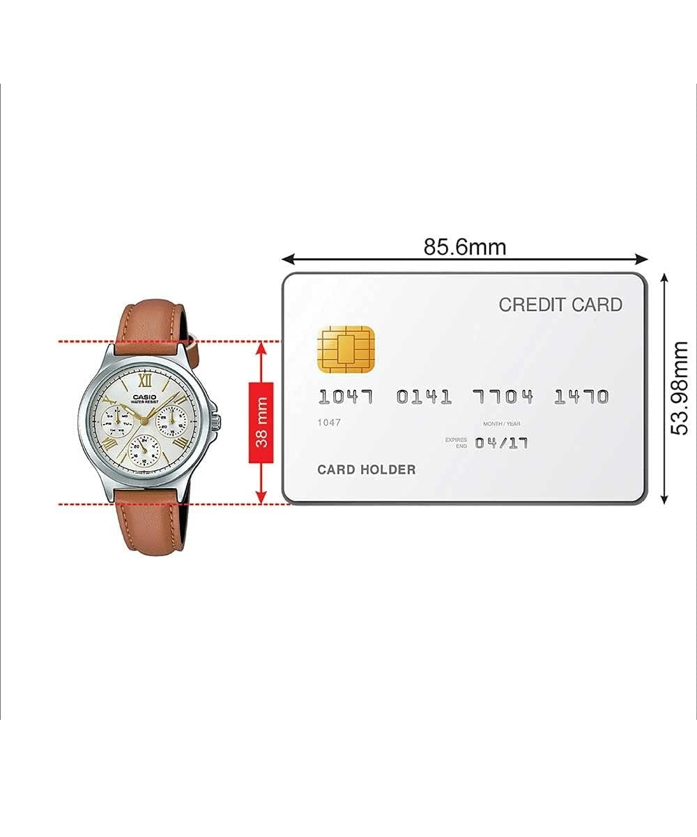 Casio Enticer Analog White Dial Stainless Steel Brown Leather strap Women's Watch LTP-V300L-7A2UDF