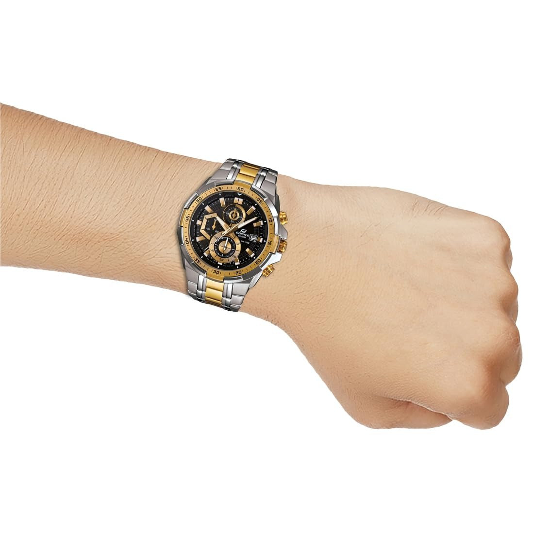 Casio Edifice Black Dial Dual Tone Stainless Steel Chronograph Men's Watch EFR-539SG