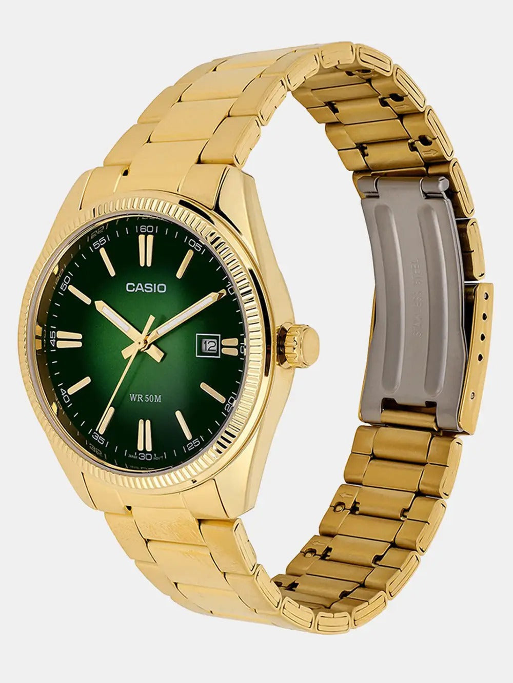 Casio Enticer Analog Green Dial Gold Stainless Steel Men's Watch MTP-1302PGC 3AVEF