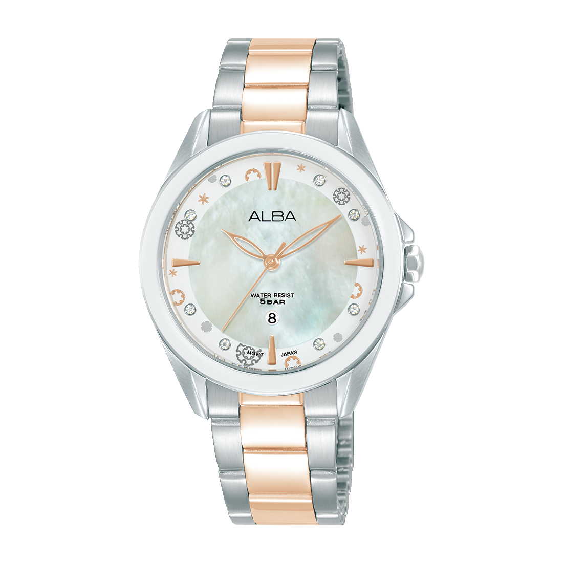 ALBA-AH7DV1X1-Woman's-Pearl-Quartz-5 BAR-Watch