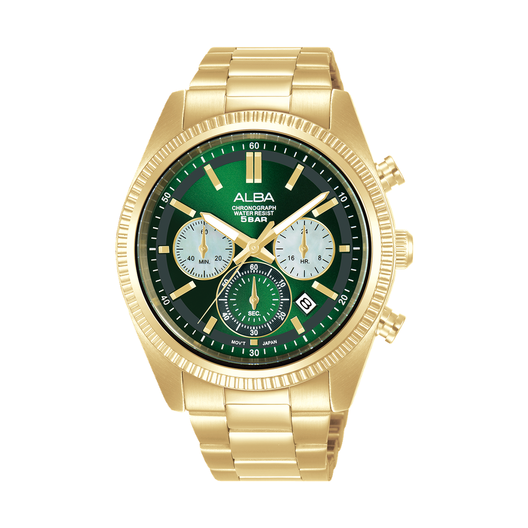 ALBA-AT3K12X1-Man's-Green-Quartz-5 BAR-Watch