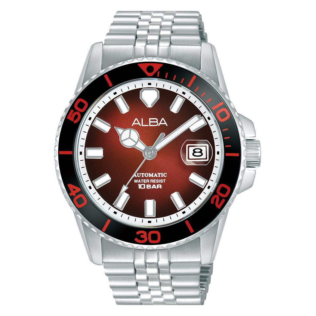 ALBA-AU4055X1-Man's-Maroon-Automatic-10 BAR-Watch