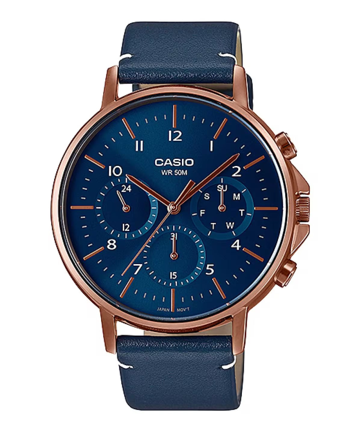 Casio Enticer Analog Blue Dial Leather Strap Men's Watch MTP-E321RL-2AVDF (A1849)