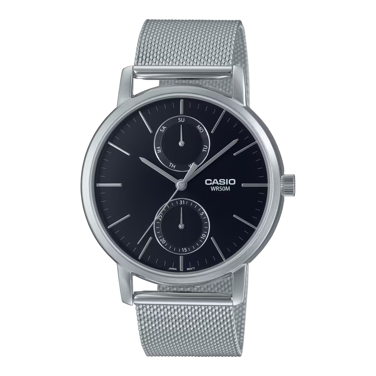 Casio Enticer Black Dial Stainless Steel Mesh Strap Analog Watch MTP-B310M-1AVDF
