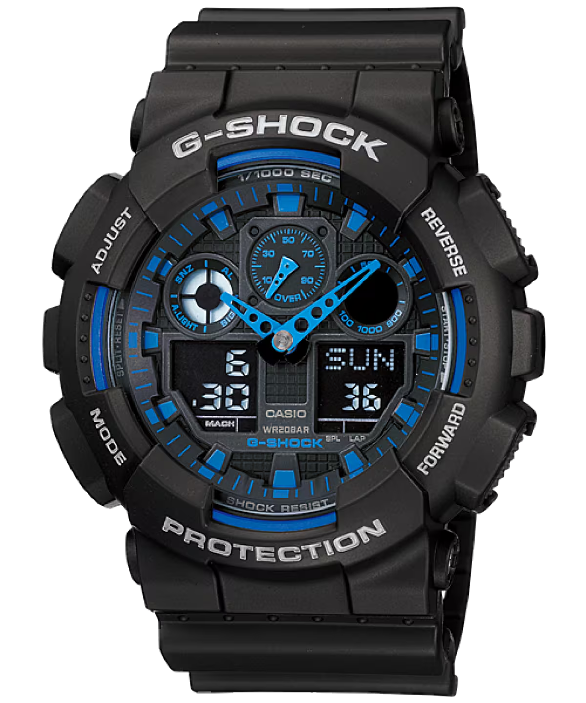 G-Shock Black & Blue Dial Resin Strap Analog-Digital Men's Watch GA-100-1A2DR