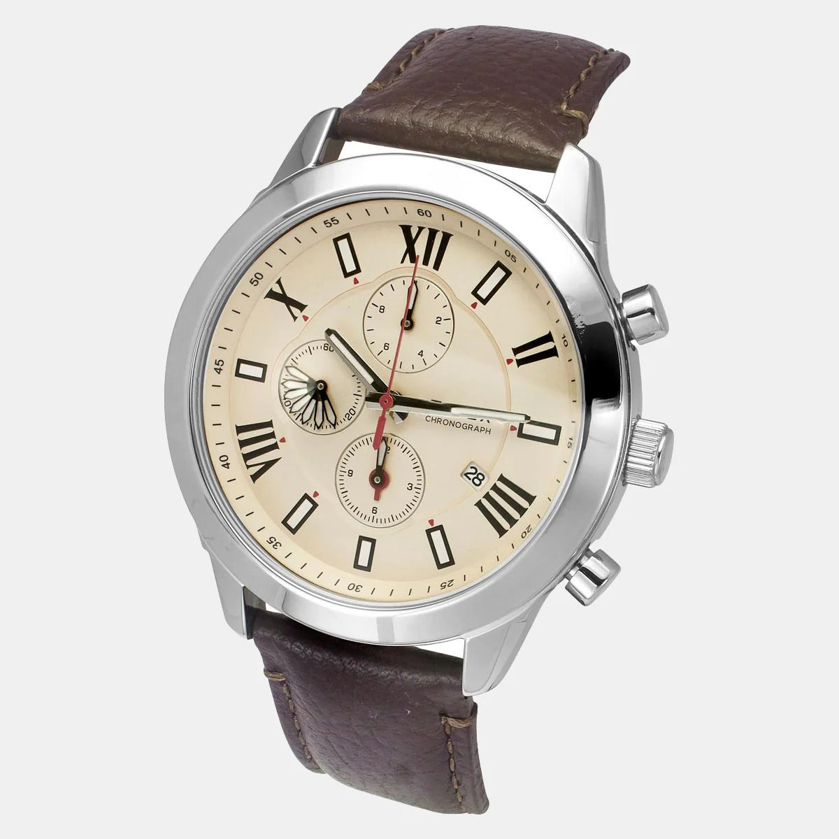 Timex Quartz Beige Dial Analog Leather Men's Watch TWEG18510